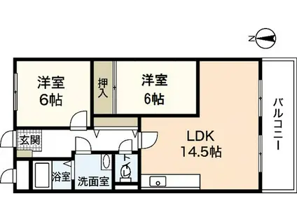 コモードF(2LDK/3階)の間取り写真