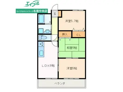 グランディール雅II(3LDK/3階)の間取り写真