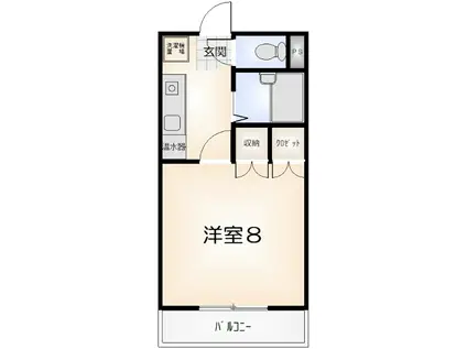 ヴィランドリー(1K/2階)の間取り写真