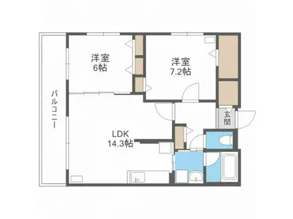 オクトブランシュ(2LDK/4階)の間取り写真
