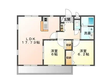 クレール弐番館(2LDK/2階)の間取り写真