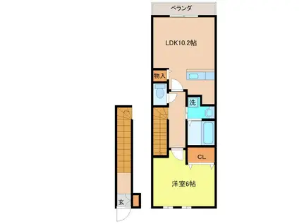 コーラル・ヴィラ(1LDK/2階)の間取り写真