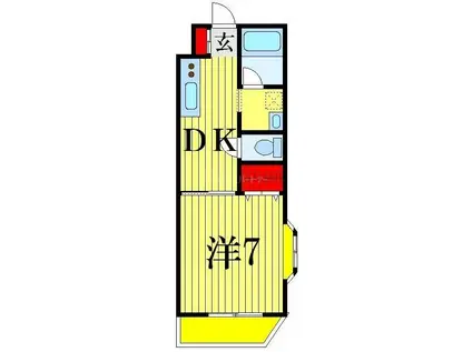 桜ハイツ(1DK/2階)の間取り写真