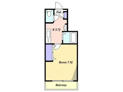 メゾンボヌール(1K/2階)の間取り写真