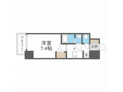 スペーシア日本橋東(1K/14階)の間取り写真