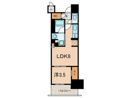 リビオシティ神戸名谷(1LDK/1階)の間取り写真