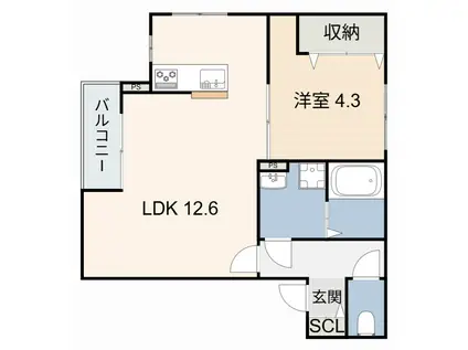 SUCCESS ONE(1LDK/2階)の間取り写真