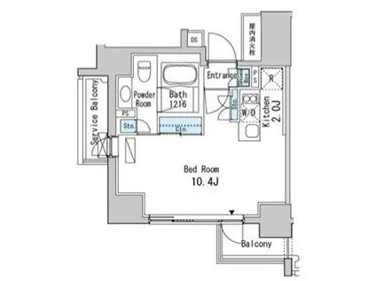 ベルファース目黒(ワンルーム/13階)の間取り写真