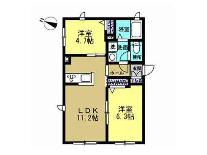 GRANDEUR(2LDK/2階)の間取り写真