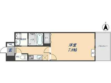 CASSIA住道(1K/3階)の間取り写真