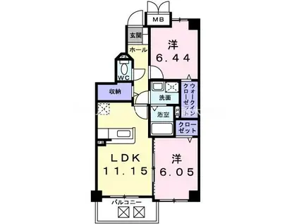 レガリア東名(2LDK/3階)の間取り写真