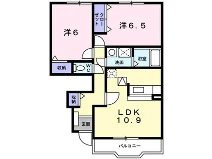パークサイドハウスJ・II(2LDK/1階)の間取り写真