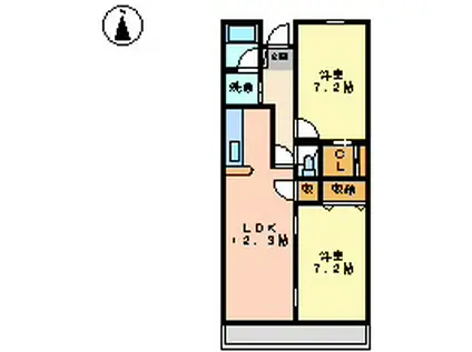 アークステージ(2LDK/1階)の間取り写真