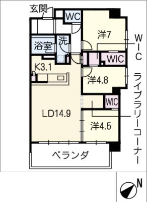 オルムコート藤が丘(3LDK/1階)の間取り写真