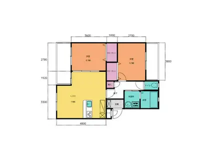 レ・セーナ岡崎(2LDK/4階)の間取り写真