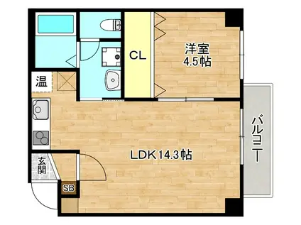 レクラン林寺(1LDK/5階)の間取り写真