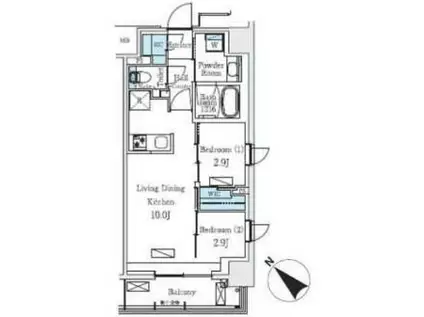 URBAN BREEZE 巣鴨(2LDK/2階)の間取り写真