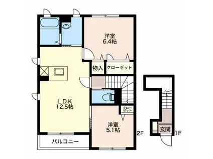 シャルムメゾン向山三ノ輪 C棟(2LDK/2階)の間取り写真