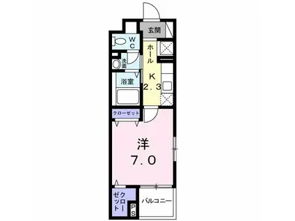 カインドハート西海岸(1K/3階)の間取り写真