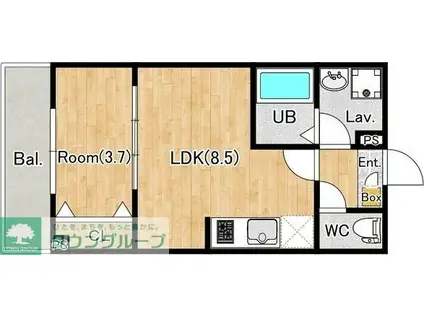 ジーメゾン所沢若狭(1LDK/3階)の間取り写真