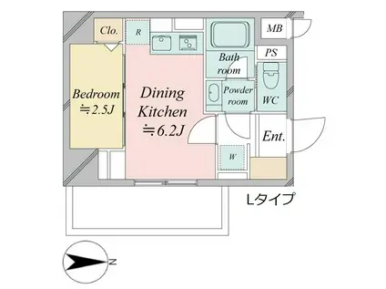 ドゥーエ王子神谷(1DK/7階)の間取り写真