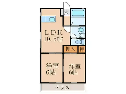 ディアスT(2LDK/1階)の間取り写真