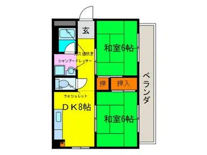 ヴィラ箕面(2DK/1階)の間取り写真