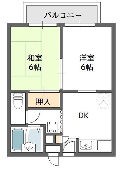 入江ハイツIII(2DK/1階)の間取り写真