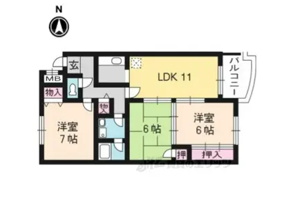 ローファスパート2(3LDK/1階)の間取り写真