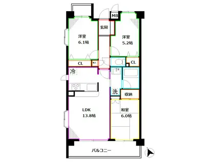サンストリーム(3LDK/1階)の間取り写真