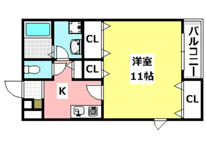 春日丘ヒルズ(1K/1階)の間取り写真