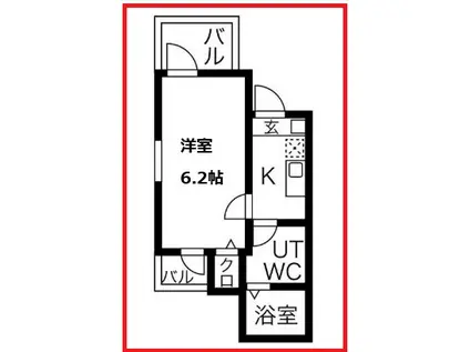 ラルゴ竹ノ塚(1K/2階)の間取り写真