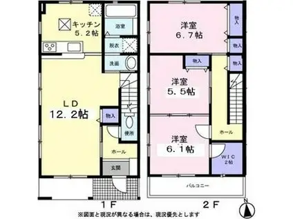グランヴィア三国ヶ丘A棟(3LDK/1階)の間取り写真