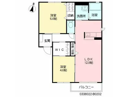 シャーメゾン茶屋の原II B(2LDK/2階)の間取り写真