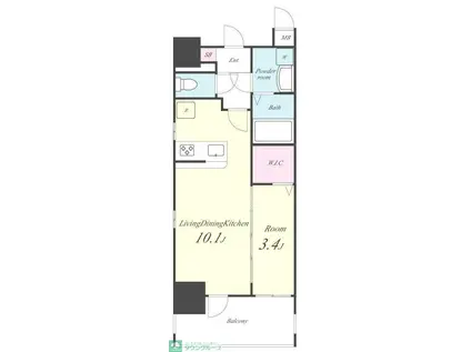 BELLAGIO川口本町(1LDK/8階)の間取り写真