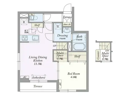 MY STYLE VINTAGE 大和南林間(1LDK/1階)の間取り写真