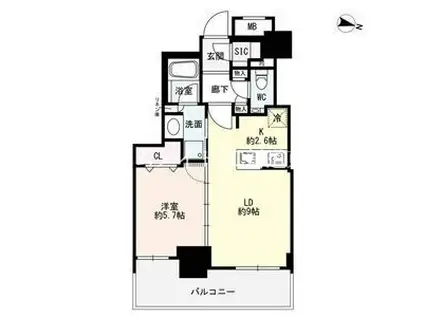 ザ・札幌タワーズ ウエストタワー(1LDK/3階)の間取り写真