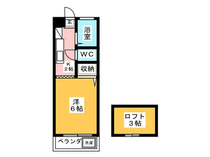 カーサフローラ(1K/2階)の間取り写真