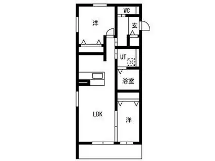 LUX御影(2LDK/1階)の間取り写真