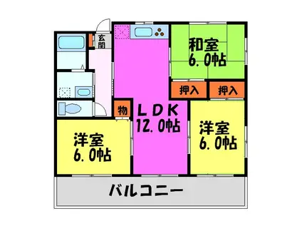 クレーヴィルM(3LDK/3階)の間取り写真