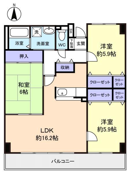 アイングレース八千代(3LDK/7階)の間取り写真