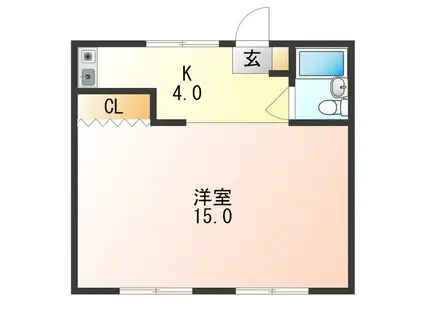 スカイマンション(1K/2階)の間取り写真