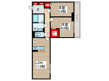 グラナーデ東葛西(2LDK/3階)の間取り写真
