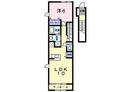 アスティオンII(1LDK/2階)の間取り写真