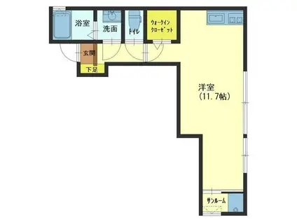 GRANSFORT(ワンルーム/2階)の間取り写真