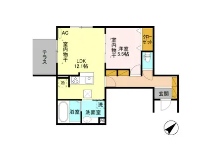 MIES FLAT (1LDK/1階)の間取り写真