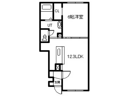アルコバレーノB棟(1LDK/1階)の間取り写真