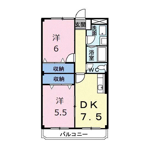 ルレーブ・ロイヤル(2DK/3階)の間取り写真