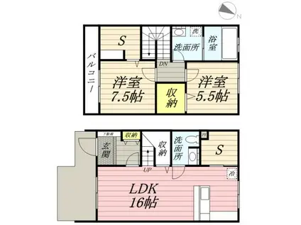 パークサイド ミキ(2SLDK/2階)の間取り写真