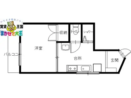 ディア玉園(1K/3階)の間取り写真